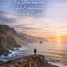 "Ein Leben mag enden, doch Erinnerungen sind für die Ewigkeit." In diesem Gedanken liegt das Leise, das weiterträgt, wenn Worte fehlen. Erinnerungen bewahren Nähe in kleinen Bildern, Gesten und Momenten, die nicht vergehen müssen. So entsteht ein stiller Ort im Inneren, an dem Abschied und Liebe nebeneinander bestehen dürfen. #erinnerung #abschied #trauer #liebe #verlust #stillwerden #wasbleibt