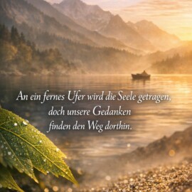 Manches geht fort und bleibt doch auf stille Weise nah. „An ein fernes Ufer wird die Seele getragen, doch unsere Gedanken finden den Weg dorthin.“ In Erinnerungen, in kleinen Zeichen des Alltags, in Momenten des Innehaltens wird spürbar, was nicht einfach endet. So entsteht zwischen Abschied und Liebe ein leiser Raum, in dem Verbundenheit weiterklingt. #erinnerung #abschied #trauer #liebe #verbundenheit #stille #innehalten