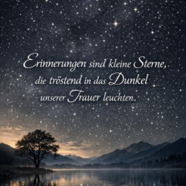 Manche Erinnerungen bleiben wie kleine Sterne: still, aber verlässlich in dunklen Stunden. Sie tragen Nähe in sich, auch wenn Abschied unwiderruflich geworden ist. Zwischen Trauer und Liebe entsteht ein leiser Raum, in dem das Gewesene weiterwärmt. So wird das Dunkel nicht vertrieben, doch es erhält Lichtpunkte, an denen sich das Herz orientieren kann. #erinnerungen #abschied #trauer #verlust #liebe #innehalten #würde
