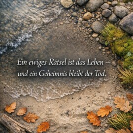 "Ein ewiges Rätsel ist das Leben – und ein Geheimnis bleibt der Tod." In diesem Satz liegt die stille Anerkennung dessen, was sich nicht erklären lässt. Zwischen Erinnerung und Abschied bleibt vieles offen, und doch trägt das Gelebte weiter in dem, was war und was bleibt. Manchmal genügt es, bei der Liebe zu verweilen, die Spuren hinterlassen hat, auch wenn Worte enden. #erinnerung #abschied #trauer #liebe #verlust #innehalten #stille
