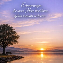 "Erinnerungen, die unser Herz berühren, gehen niemals verloren." Manches vergeht, doch das, was wirklich nahe war, bleibt in kleinen Bildern, Gesten und Augenblicken bewahrt. In der Stille wird spürbar, wie Liebe weiterwirkt, auch wenn Abschied Realität ist. So entsteht ein leiser Halt: nicht gegen den Verlust, sondern neben ihm. #erinnerung #abschied #verlust #trauer #liebe #stille #innehalten